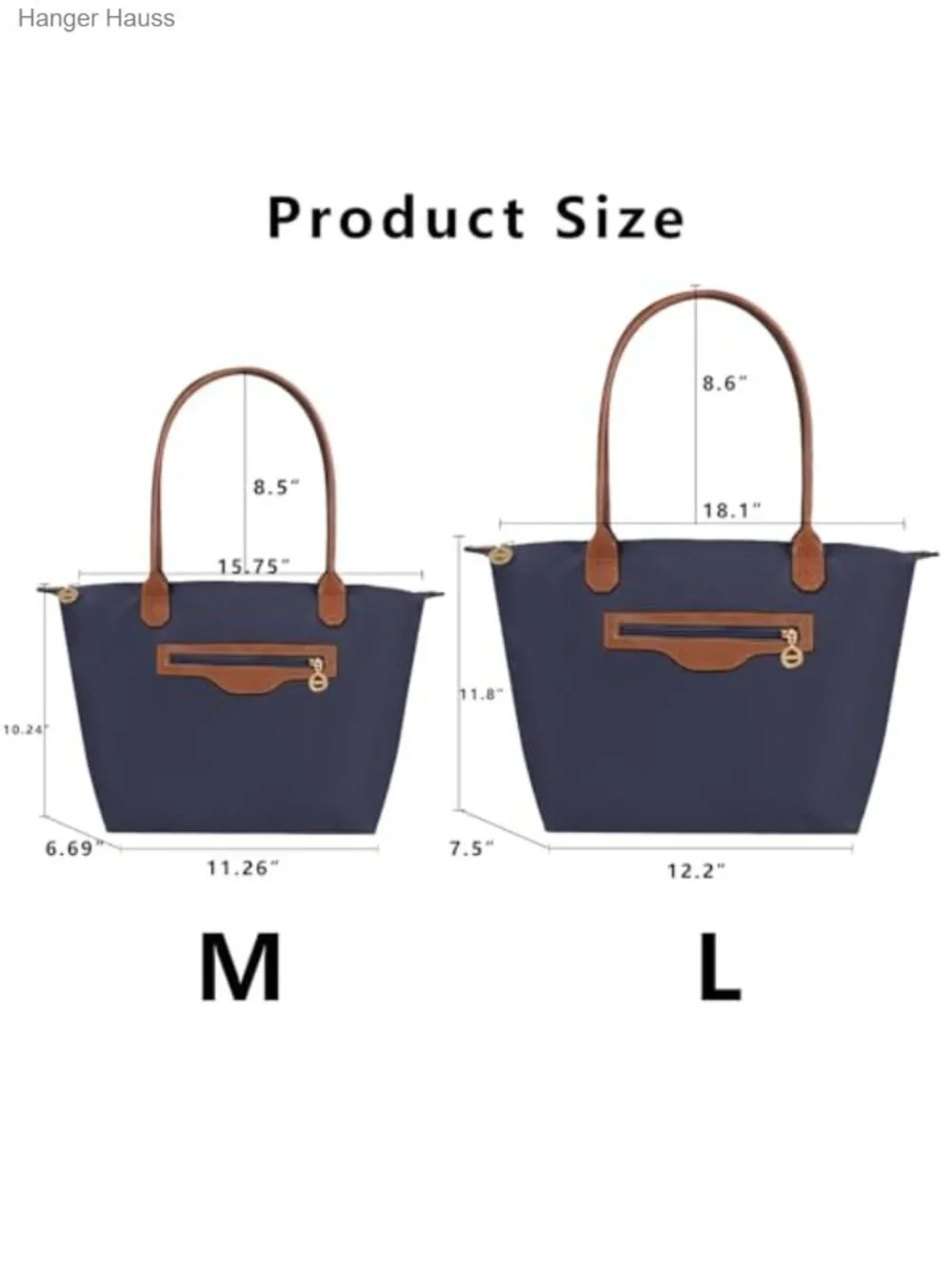 Waterproof Nylon Tote Bag Lightweight Designer Handbag with Zipper Stylish